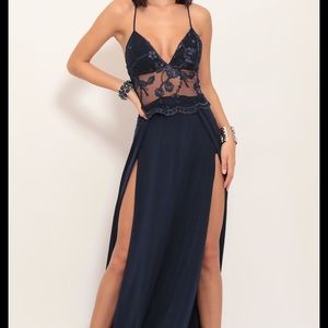 Navy Lucy In the Sky Prom Dress